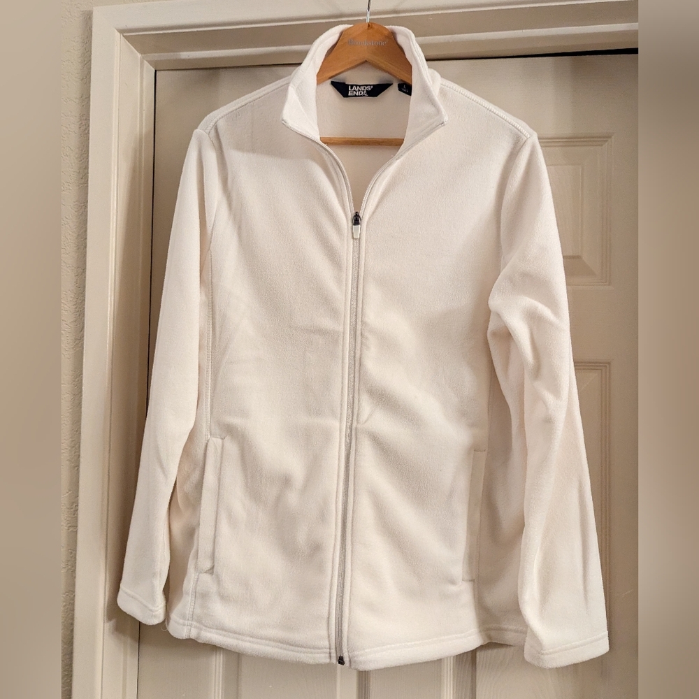 Brand New Lands' End Women's White Fleece Jacket Size Large